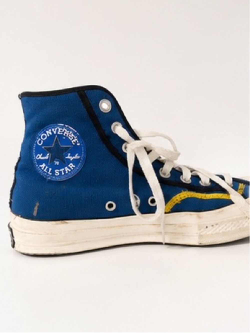 Converse Blue High-Top Sneakers with Yellow Accent